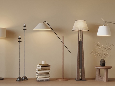 现代中古风落地灯su模型