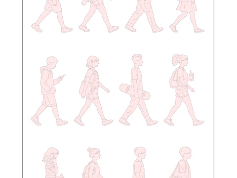 踱步 漫步 疾行 轻走 慢行cad施工图