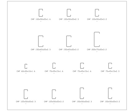 冷弯槽钢 槽形型钢  C型钢 槽铁 轻型槽钢cad施工图
