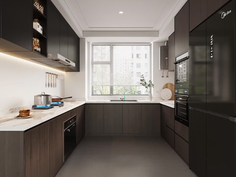 现代意式厨房su模型