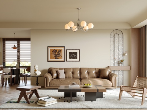 中古风客餐厅su模型