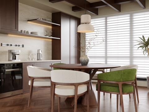 现代餐厅 餐桌椅su模型