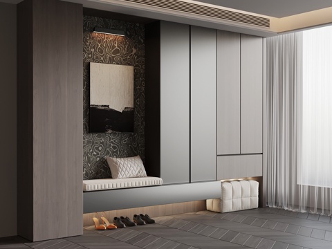 现代意式鞋柜 玄关柜su模型