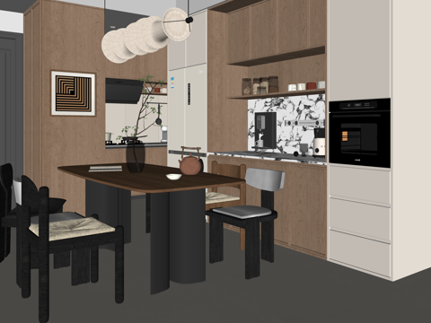 茶室 阳台 卫生间 厨房 客厅su模型