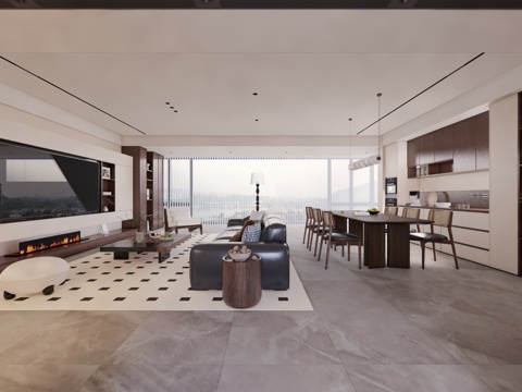 餐厅 客厅 茶室 卫生间 卧室su模型