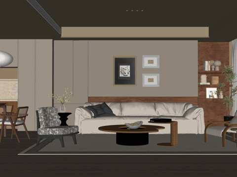 卧室 客厅 门窗 茶室su模型