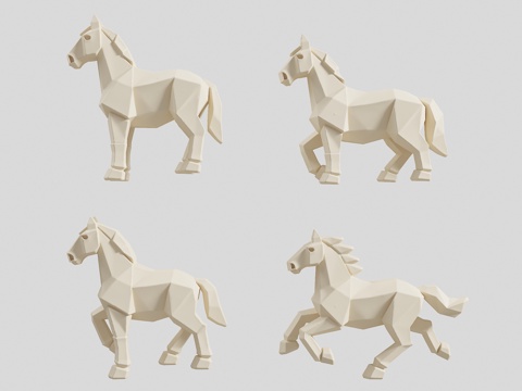 马雕塑 景观雕塑 低多边形雕塑 雕塑摆件 公园雕塑 景观雕塑su模型
