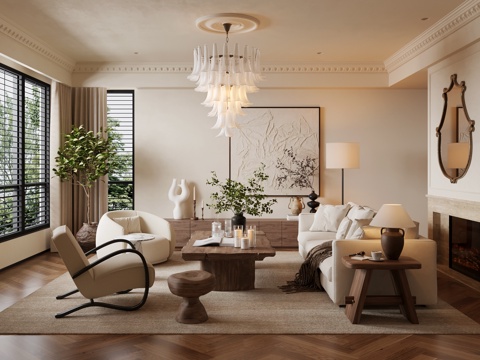 法式中古风客厅su模型