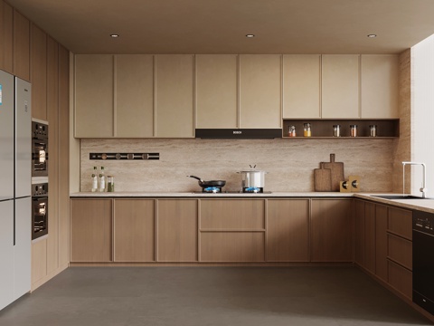 中古风厨房 侘寂风厨房su模型