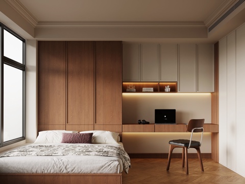 中古榻榻米卧室su模型