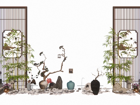 庭院景观竹类绿植su模型