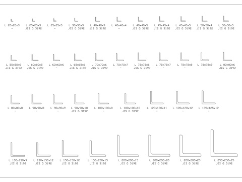 等边角铁 等边角刚 等边角材 正边角钢 等边型钢cad施工图