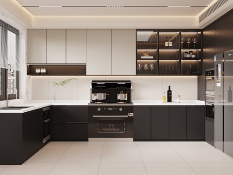 现代厨房su模型