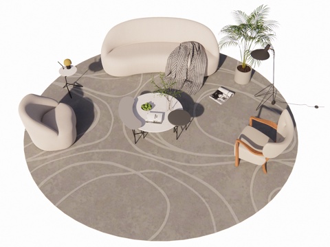 室内客厅展区家具su模型