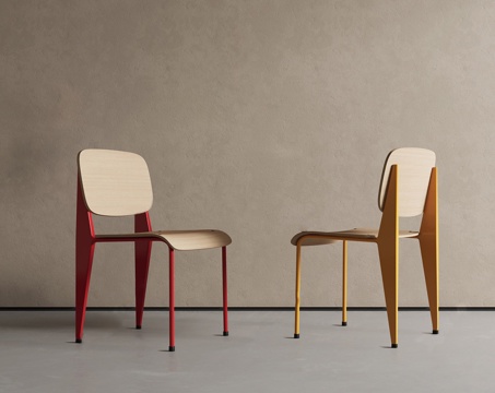 现代餐椅 木餐椅 单椅 孟菲斯 多巴胺 中古餐椅su模型