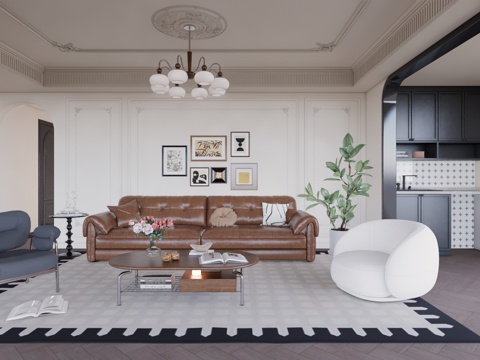 茶室 客厅 卫生间 餐厅 卧室su模型