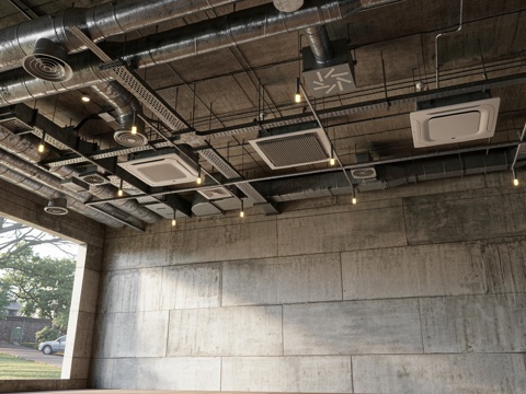 工业风空调管道   消防管道su模型