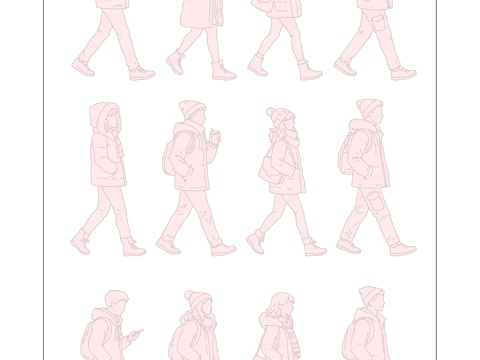 寒秋行姿 冬日步履 凉秋迈步 暮秋行影 冬行身姿cad施工图