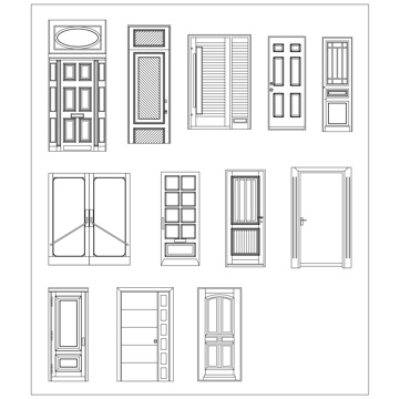 别墅大门 对开大门 单开别墅门 双开入户门 庭院主门cad施工图