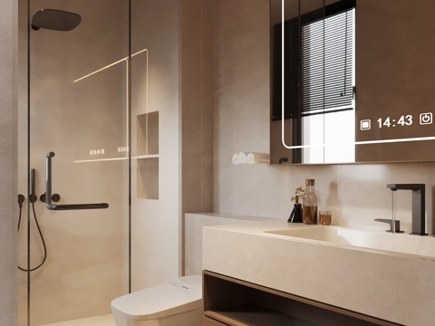 侘寂风卫生间 干湿分离卫生间su模型