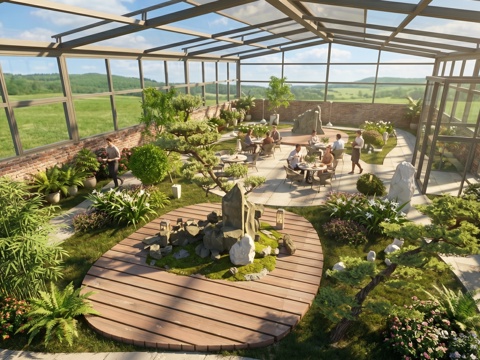 阳光房全案设计   露台  天台景观设计su模型