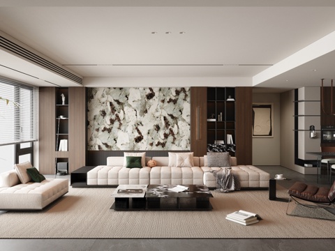  现代简约客餐厅 意式简约客餐厅 大平层3d模型 