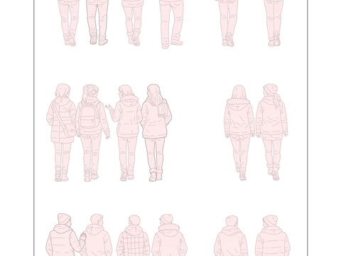 秋寒步影 冬行剪影 凉秋行姿 冬日步履 暮秋身影cad施工图