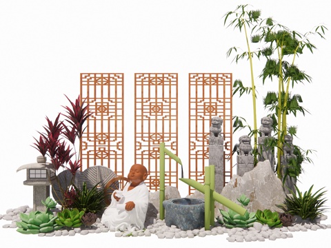 庭院景观竹类绿植su模型