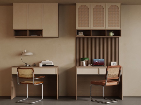 中古风书桌椅 侘寂风书桌椅su模型