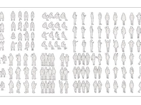 秋寒立影 冬寂身影 少年静立 暮秋伫立 冷冬站姿cad施工图