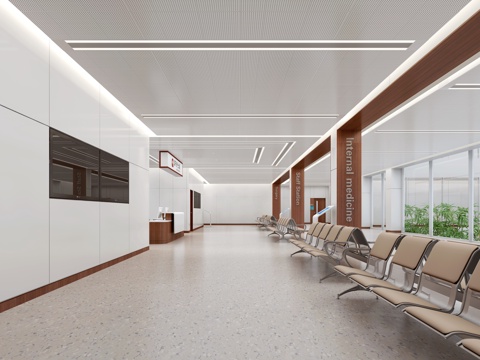 现代中医院候诊区3d模型