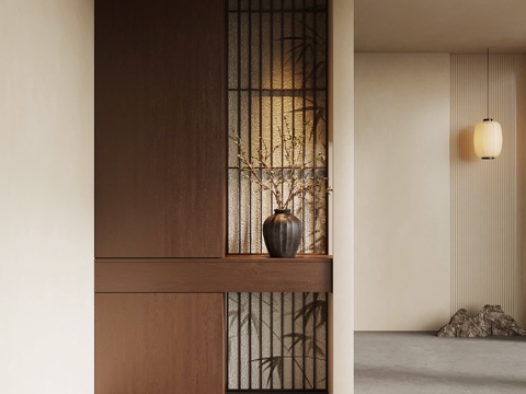 新中式玄关su模型