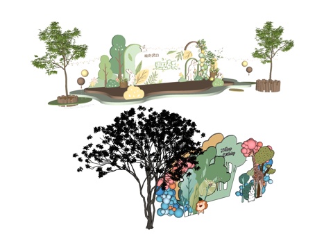 美陈互动打卡儿童节su模型