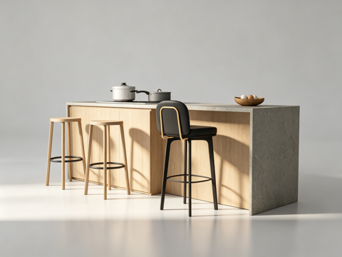 现代岛台餐桌su模型