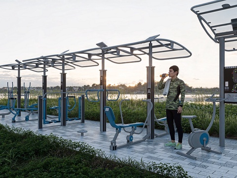 健身器材 户外健身器材 户外智能健身器材su模型