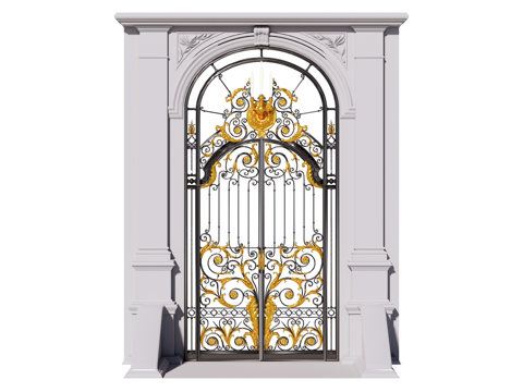 户外门 庭院门 铁艺大门su模型