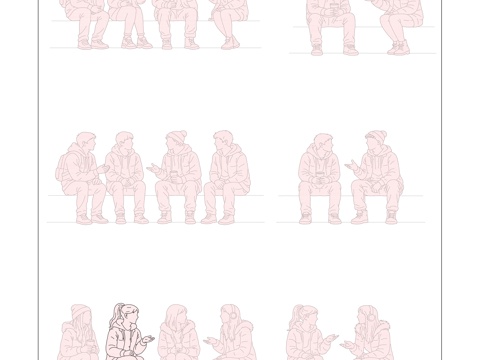 秋寒坐影 冬寂坐姿 暮秋静坐 凉秋闲坐 冷冬坐姿cad施工图