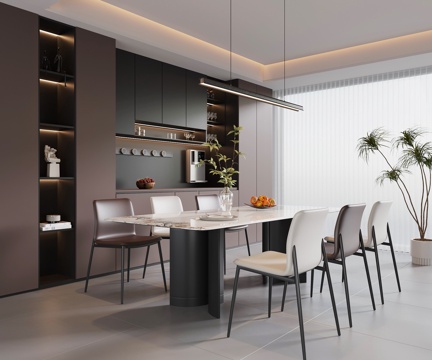 现代意式餐厅su模型