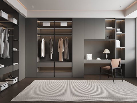现代意式衣帽间su模型