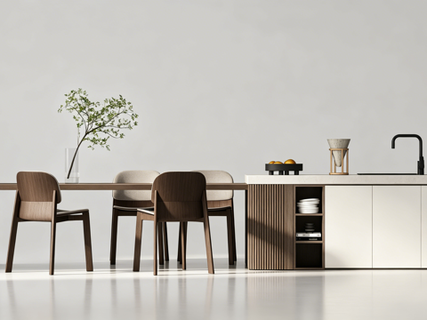 现代岛台餐桌su模型