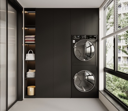 现代意式家居阳台 洗衣机柜 阳台柜3d模型