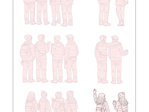 缓步前行 慢行踱步 闲庭漫步 悠然慢走 从容慢行cad施工图