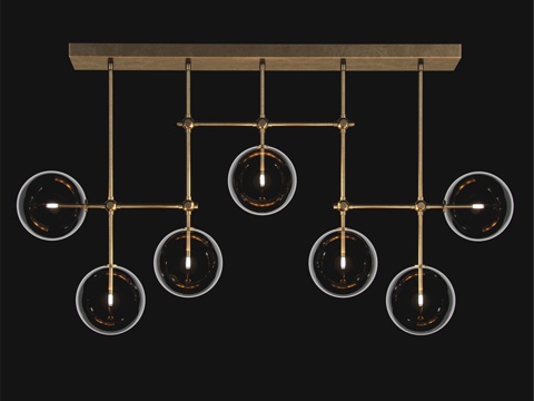 Restoration Hardware 玻璃球形线性吊灯3d模型