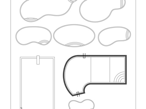 泳池 戏水池 游泳馆 水上池 游泳池cad施工图