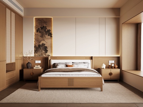 新中式卧室 宋氏风卧室su模型