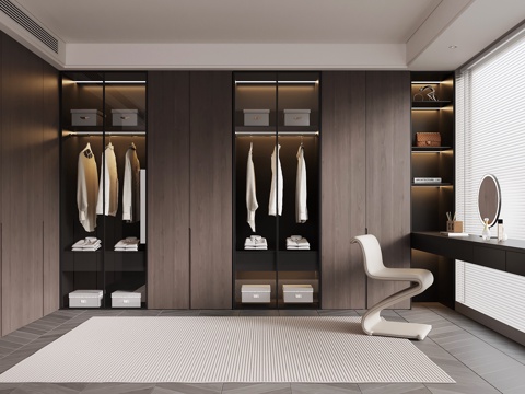 现代意式衣帽间su模型