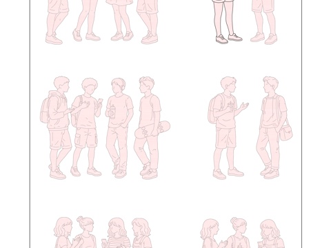 站姿 伫立 直立 挺立 静立cad施工图