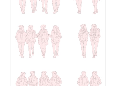 秋行剪影 冬行身影 暮秋漫步 冷冬前行 秋日行姿cad施工图