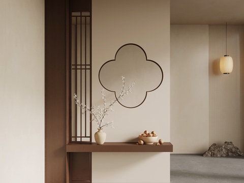 新中式玄关su模型