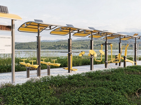 健身器材 户外健身器材 太阳能智慧健身器su模型